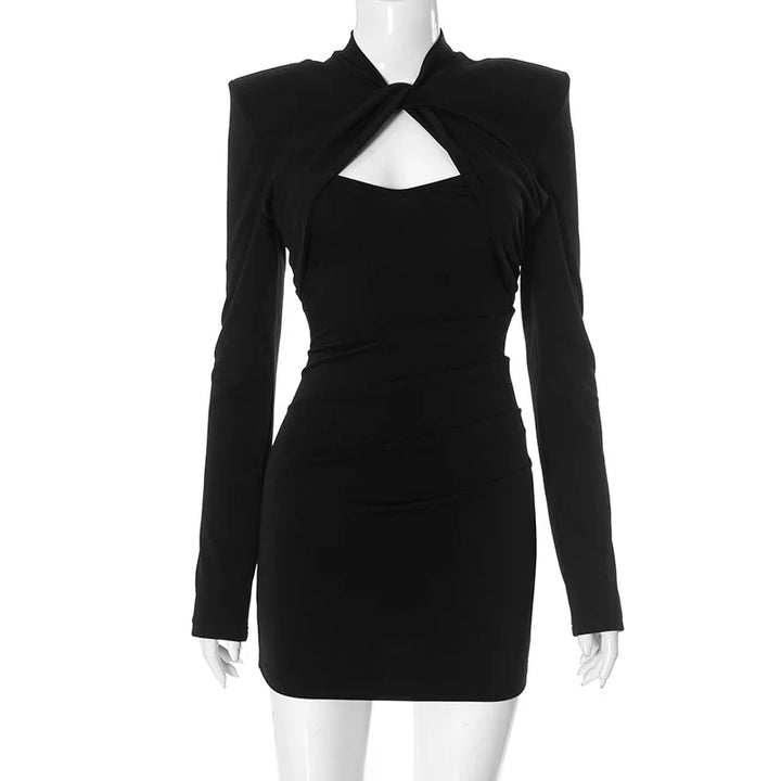 Fitted Mini Dress with Cross Design - Serena