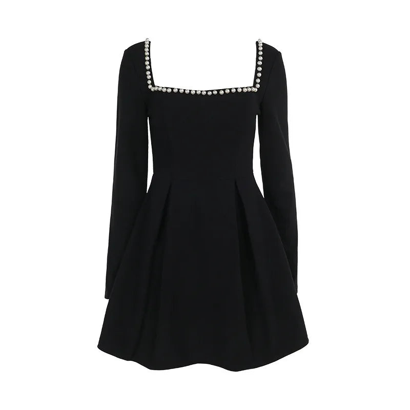 A-line mini dress decorated with pearls - Cory