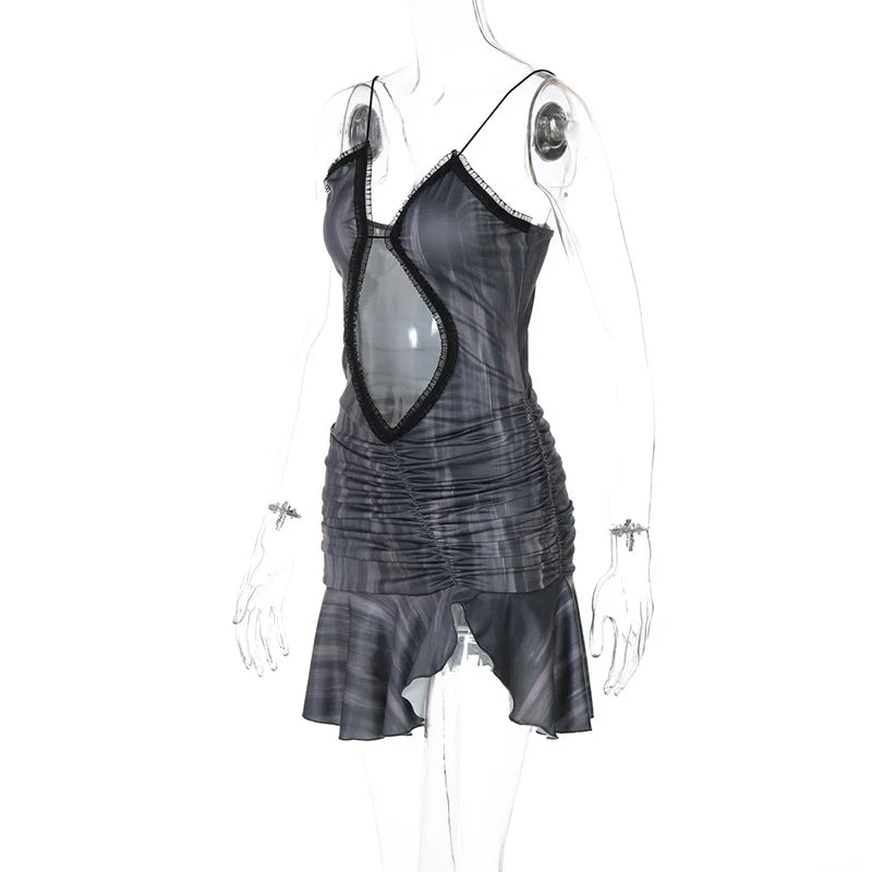 Ruffled mini dress with open back design - Tate