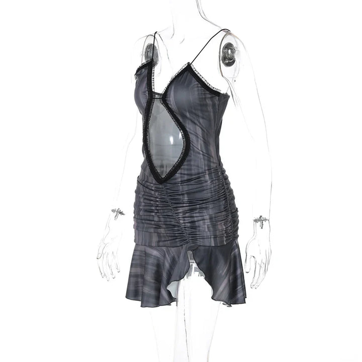 Ruffled mini dress with open back design - Tate