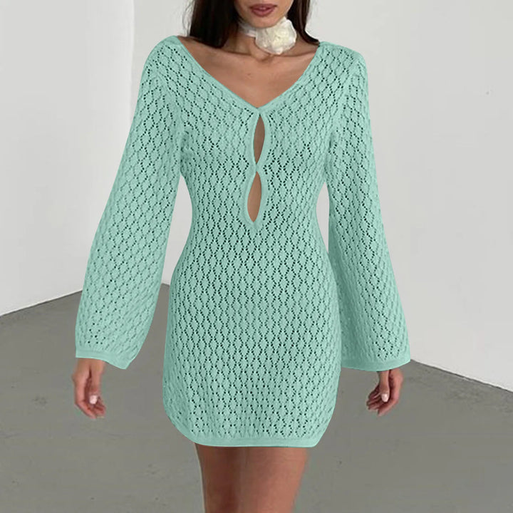 Knitted Mini Beach Dress with Open Back - Keira