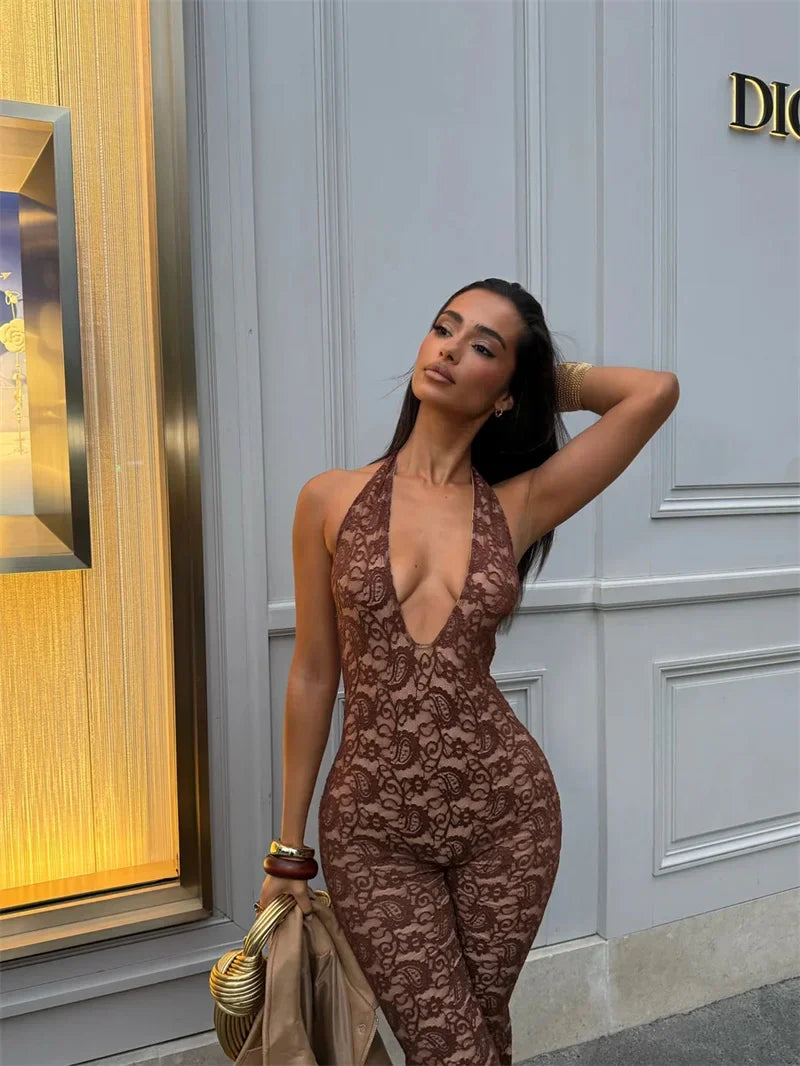Lace capri jumpsuit - MESH