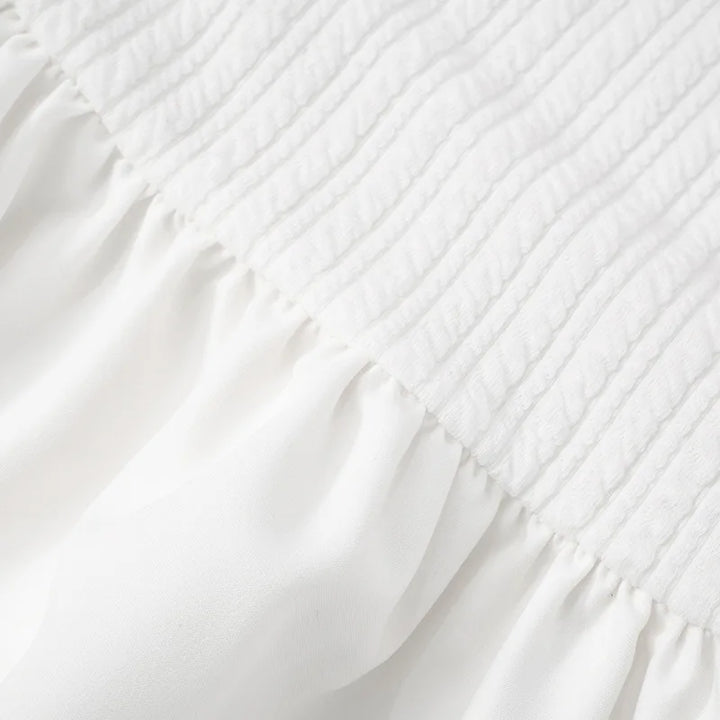 Strapless Mini Dress with Ruching and Tiered Ruffle Detail - Kara