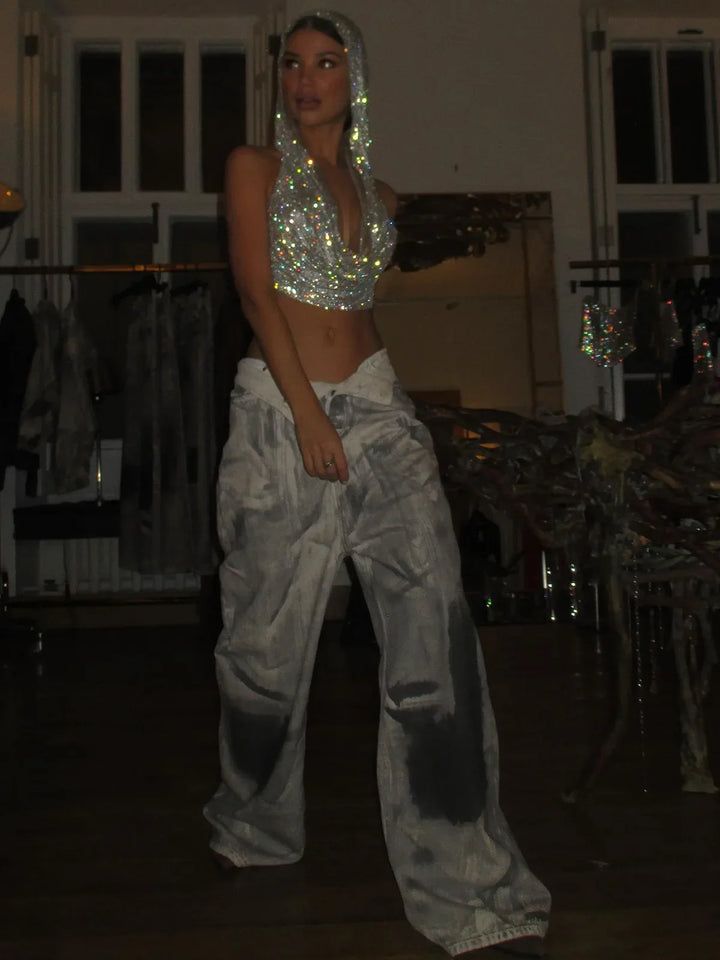 Sparkling Sequin Top with Hat and Open Back Design - Willow