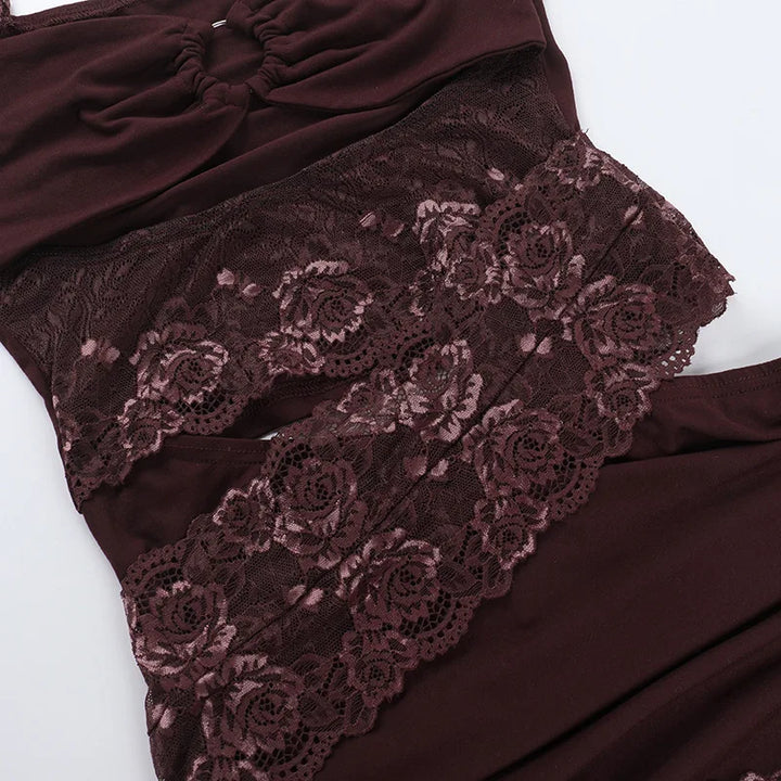 Mini Dress with Lace Detail and Cutout - Rita