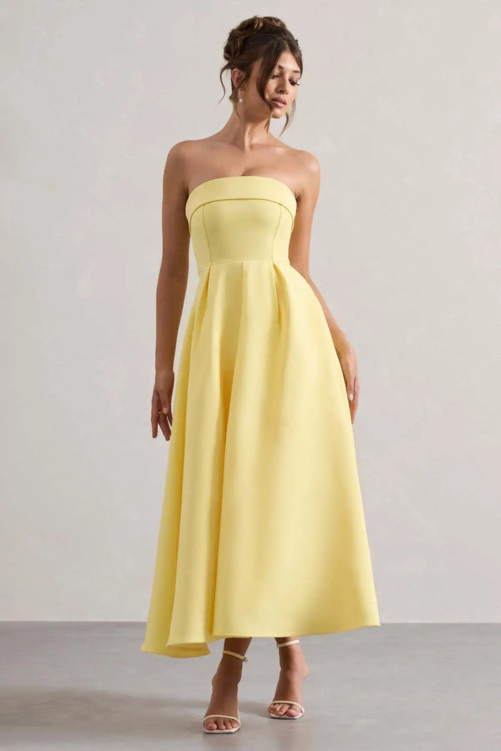 Elegant strapless midi dress - Sandra