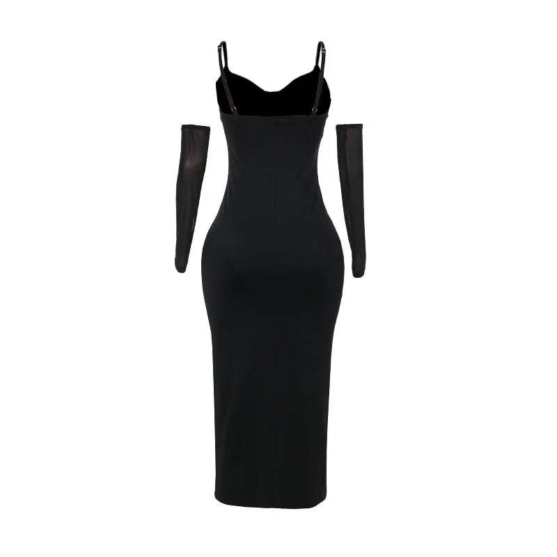 Fitted midi dress with shaping fabric, glitter sequin detail, and cap sleeves - Bridget