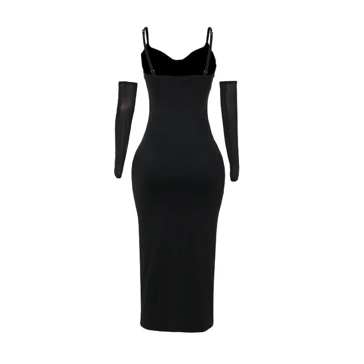 Fitted midi dress with shaping fabric, glitter sequin detail, and cap sleeves - Bridget