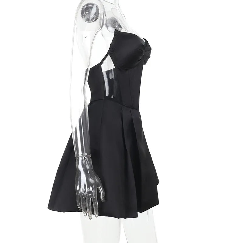 Strapless satin mini dress in A-line cut - Alina