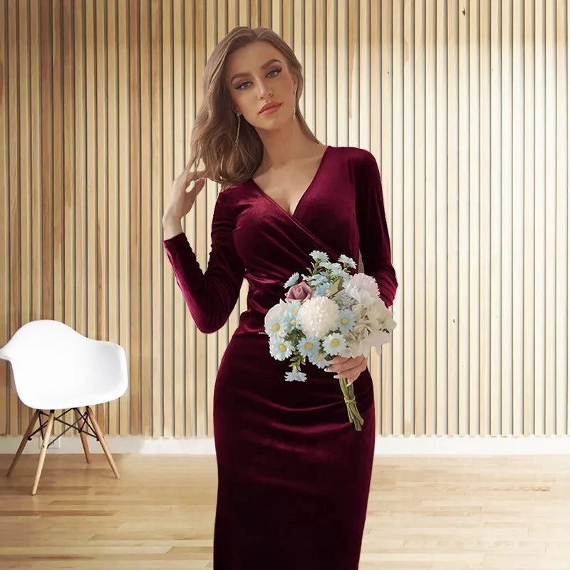Velvet maxi dress - Nehora