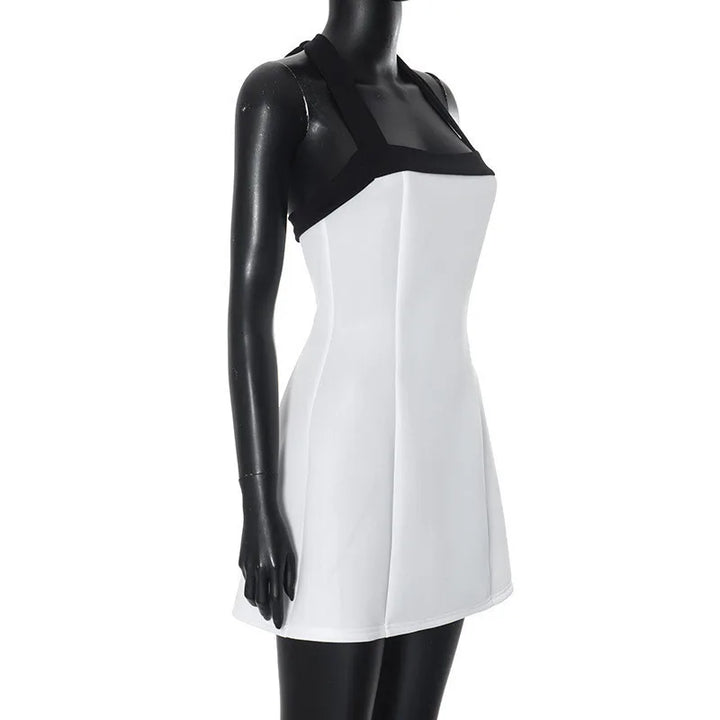 Elegant mini dress with neck tie and open back - Anna El