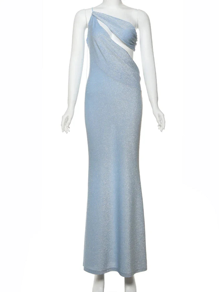 Knitted Sequin Maxi Dress with Cutout and Tie Detail - Cynthia