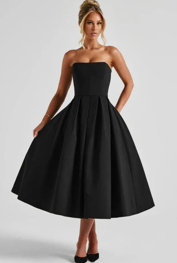Strapless midi dress in A-line cut - Arya