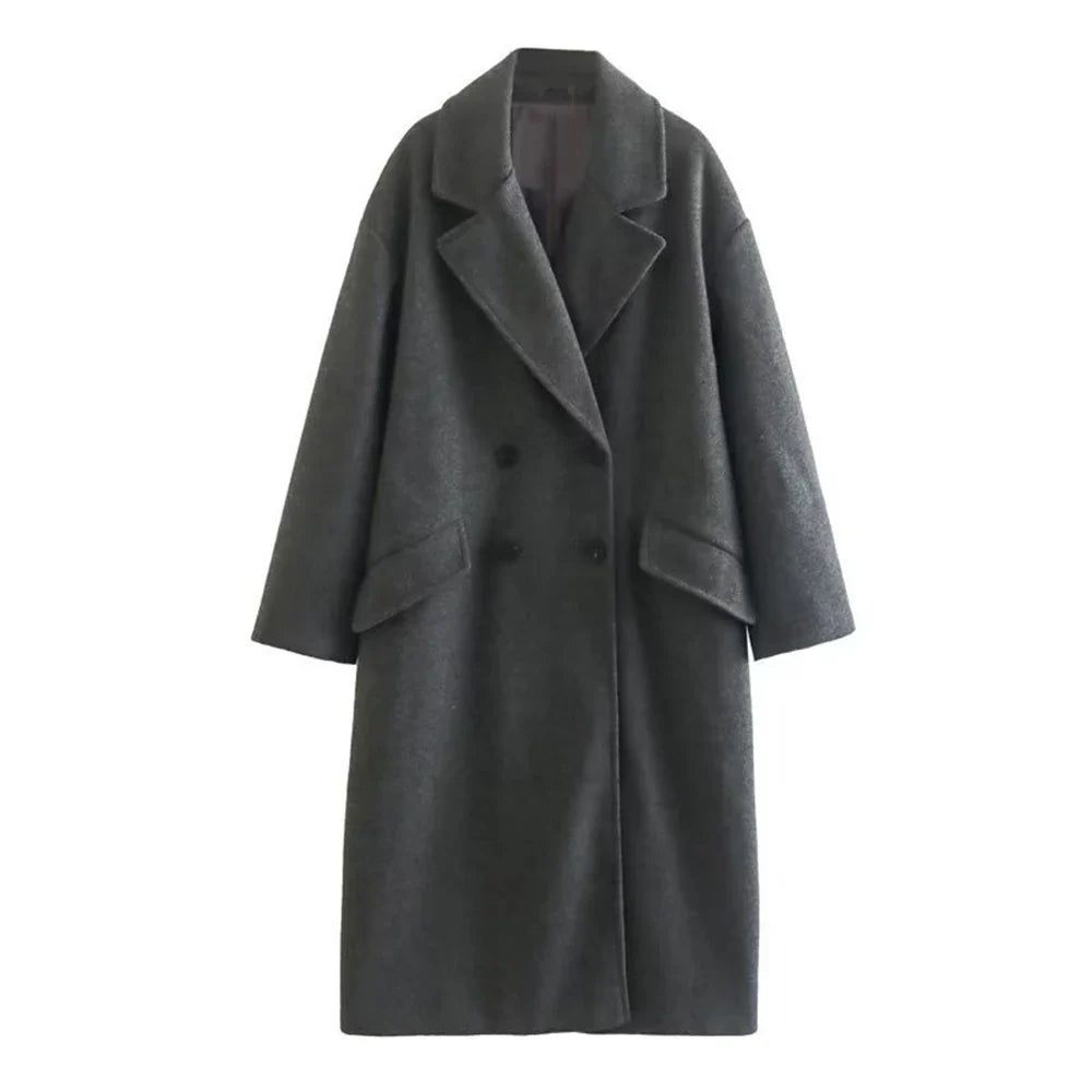 Long Tailored Wool Coat with Button Details - Paris