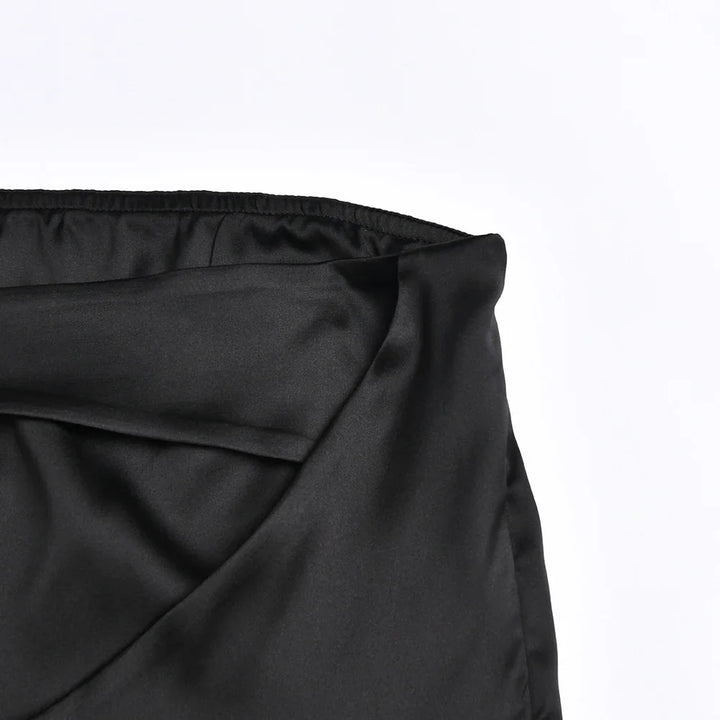 Strapless satin mini dress - Sky