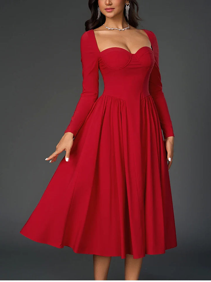 A-line Midi Dress with Rustic Design - Giuliana