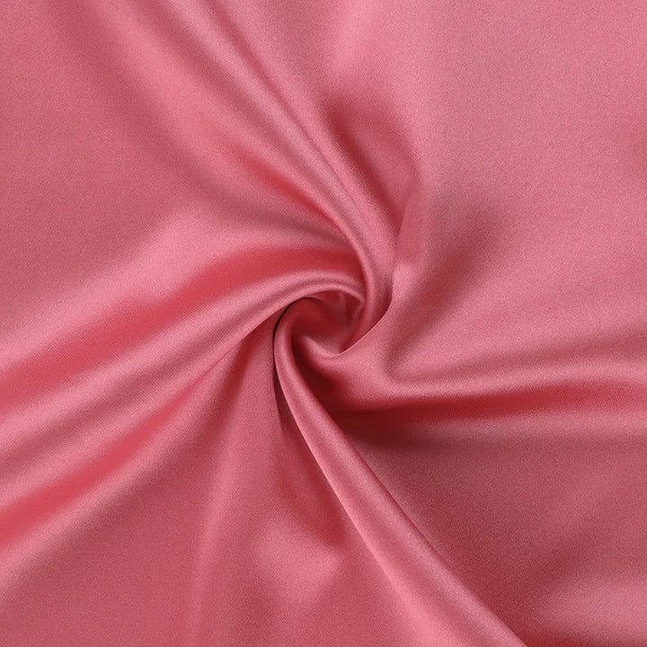 Maxi Strapless Satin Dress with Pleated Design - Rosa