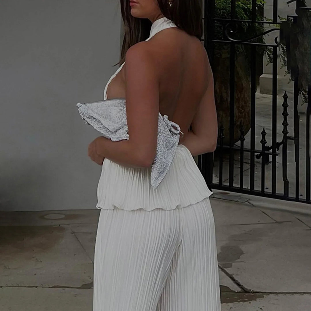Two-Piece Crepe Suit with Long Pants and Shirt - Milan