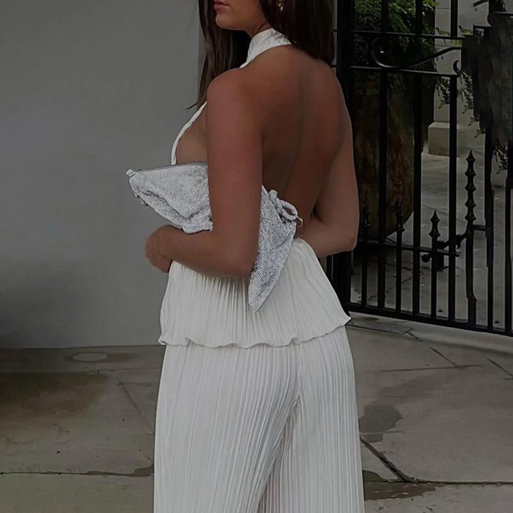 Two-Piece Crepe Suit with Long Pants and Shirt - Milan