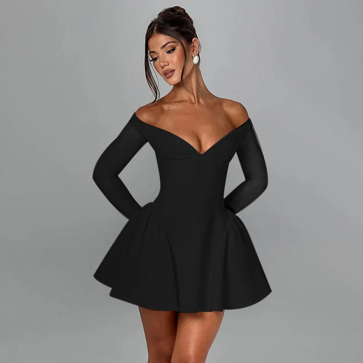 A-Line Mini Dress with Off-the-Shoulder Design - Bailey