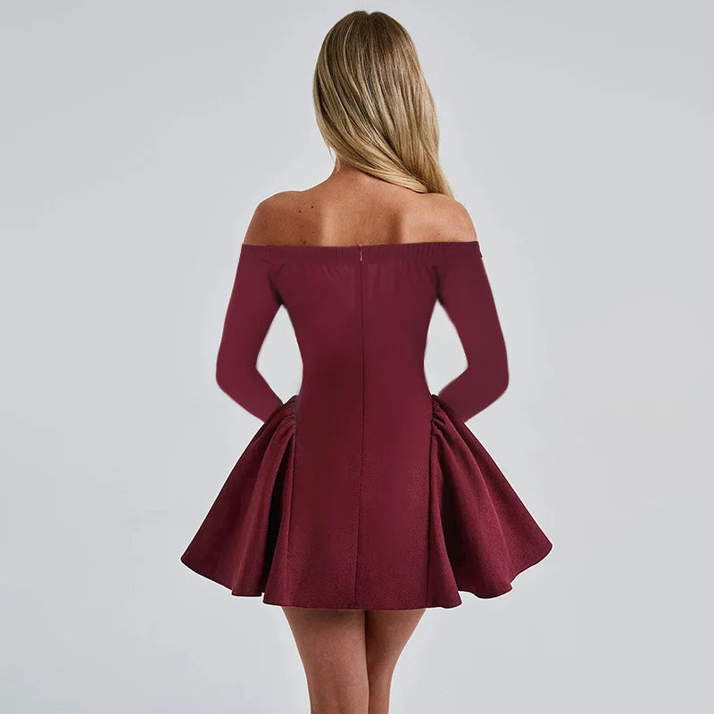 A-Line Mini Dress with Off-the-Shoulder Design - Bailey