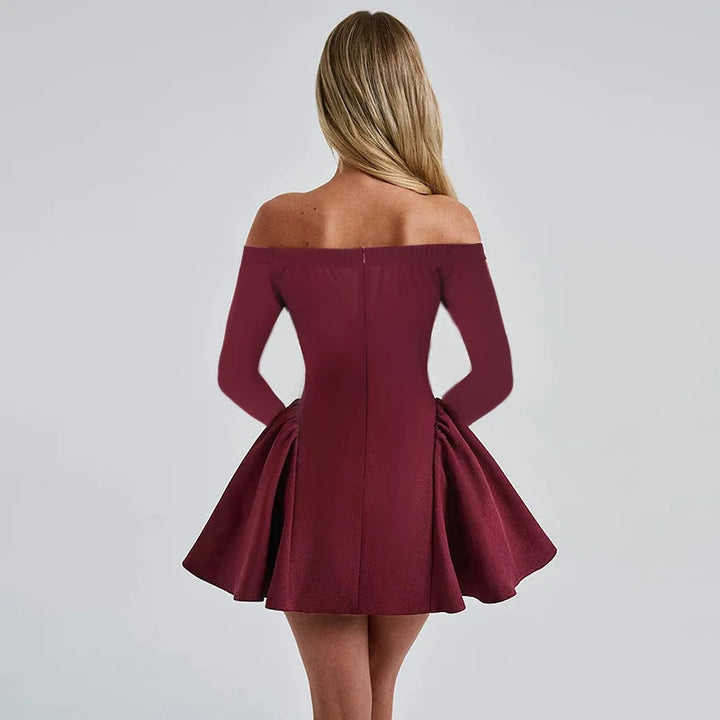 A-Line Mini Dress with Off-the-Shoulder Design - Bailey