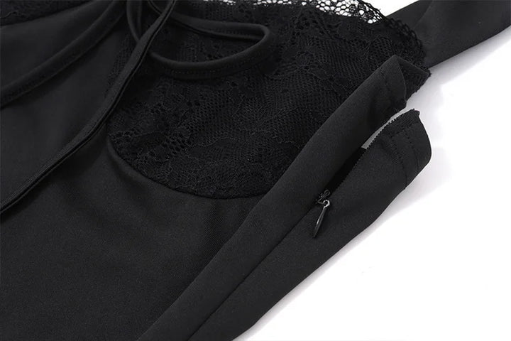 Long lace jumpsuit with shaping fabric and open back - Mika