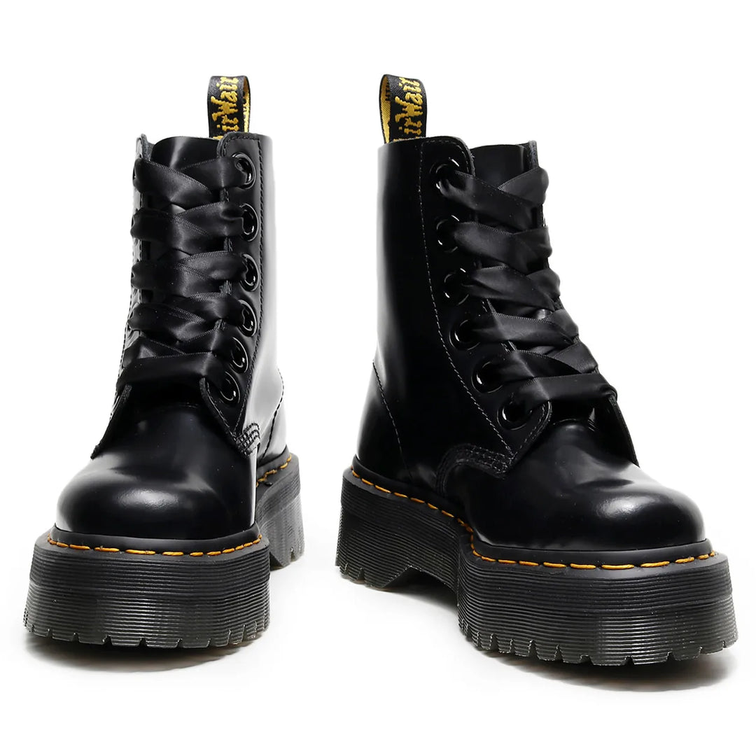 Leather boots with satin laces - Winnie