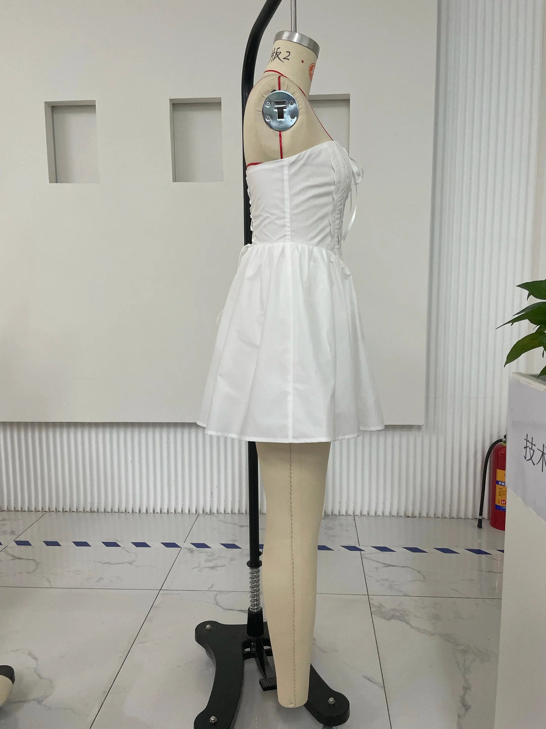 A-Line Mini Dress with Back Tie for Waist Fit, Country Style - Reya