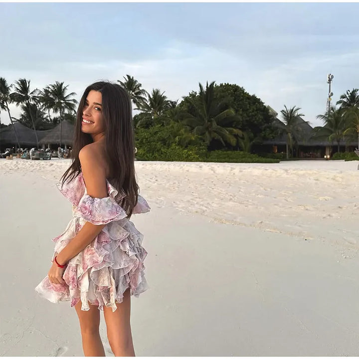 Floral Off-Shoulder Ruffled Mini Dress - Lisa