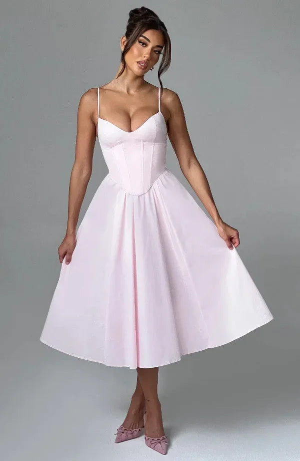 Midi Dress with A-Line and Classic Design - Nataly