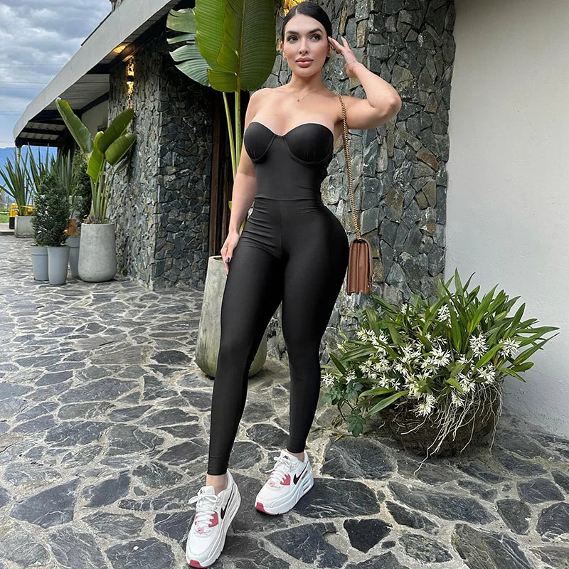 Strapless Shiny and Shaping Jumpsuit - Lorelai