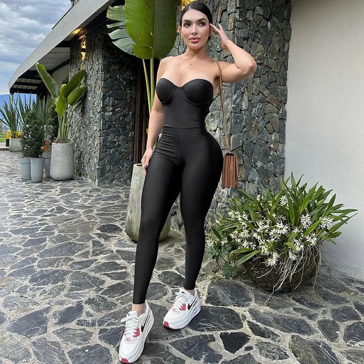 Strapless Shiny and Shaping Jumpsuit - Lorelai