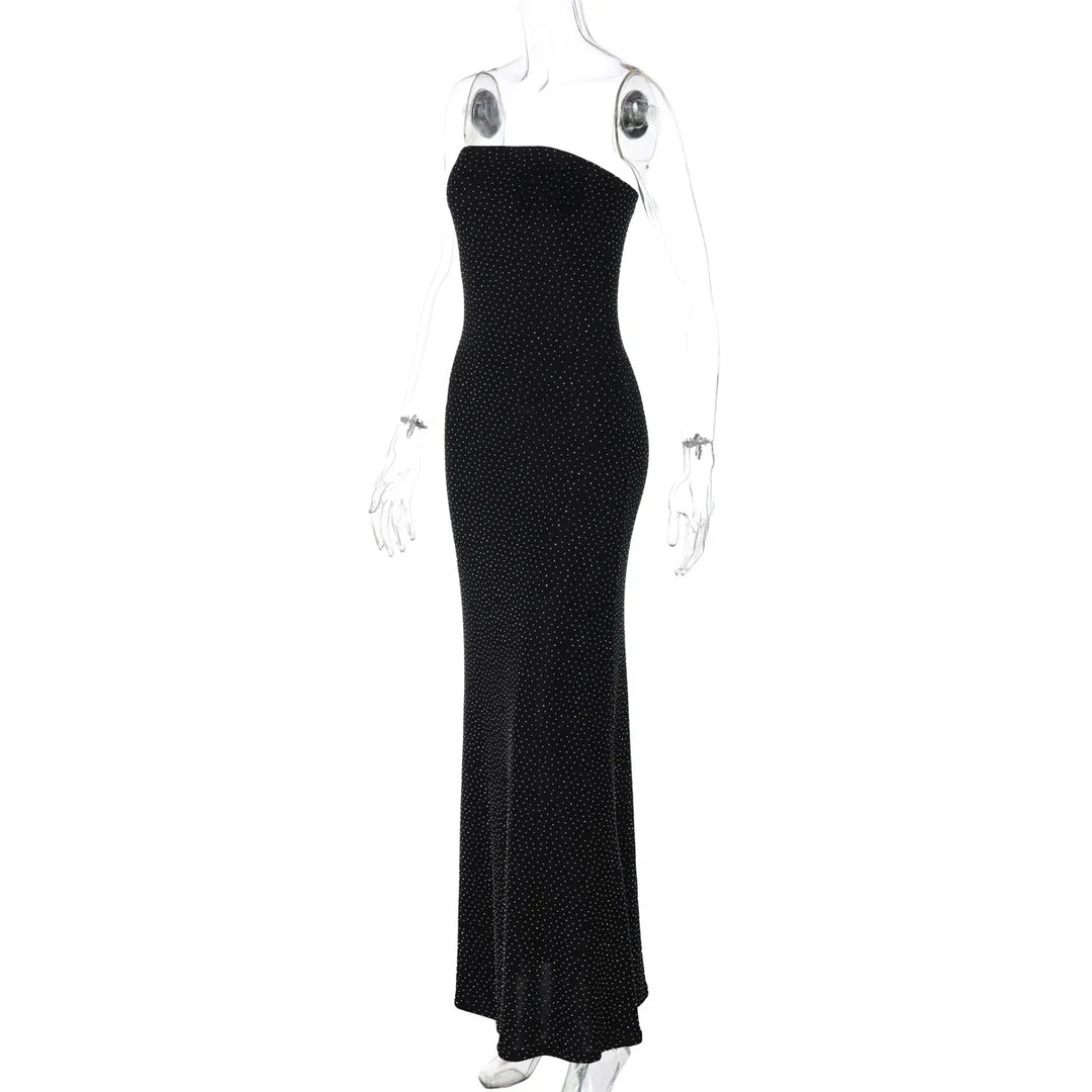 Maxi strapless sequin dress with sparkling rhinestone detail - HOLLY