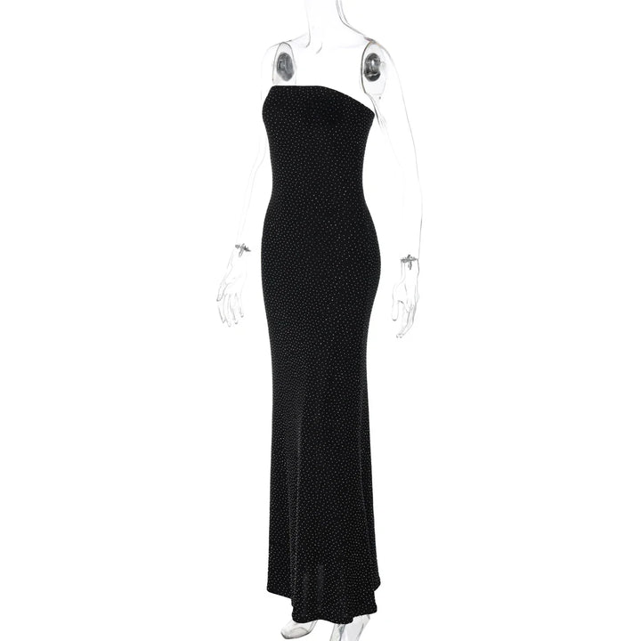 Maxi strapless sequin dress with sparkling rhinestone detail - HOLLY