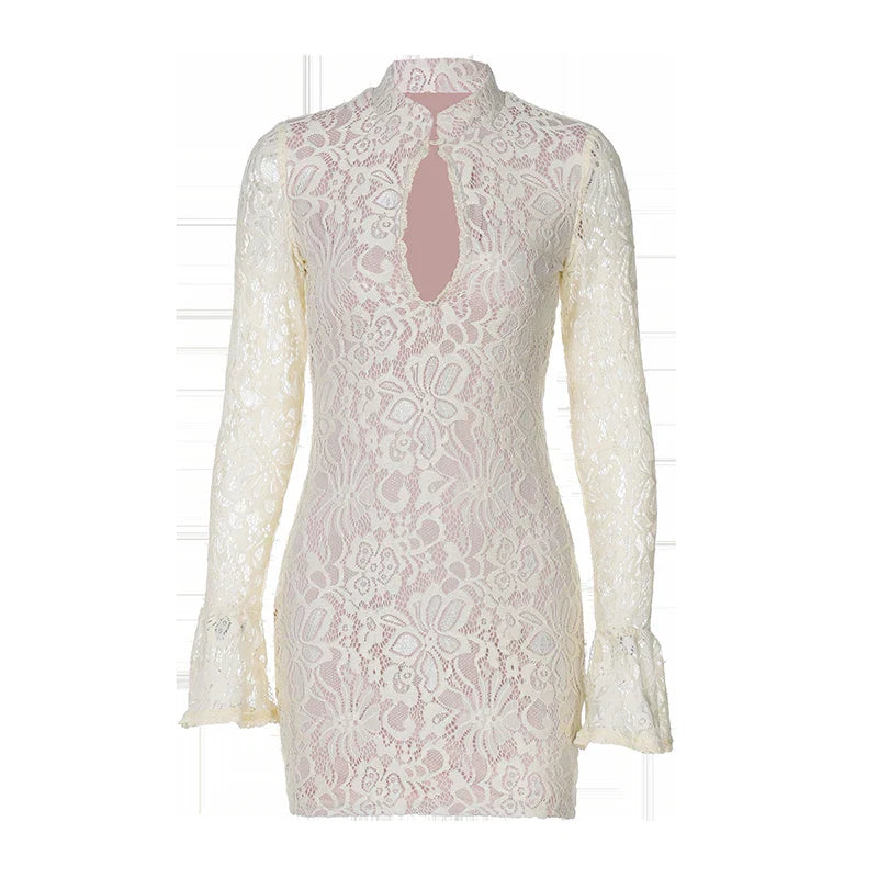 Mini lace dress with button closure - Aiden