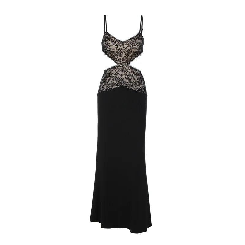 Maxi Dress with Lace Design and Open Back - EMMA