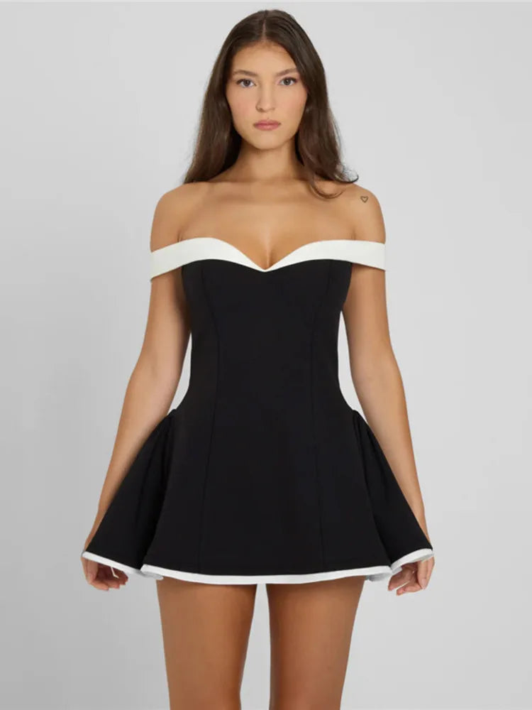 Mini A-line dress with off-shoulder - Margo