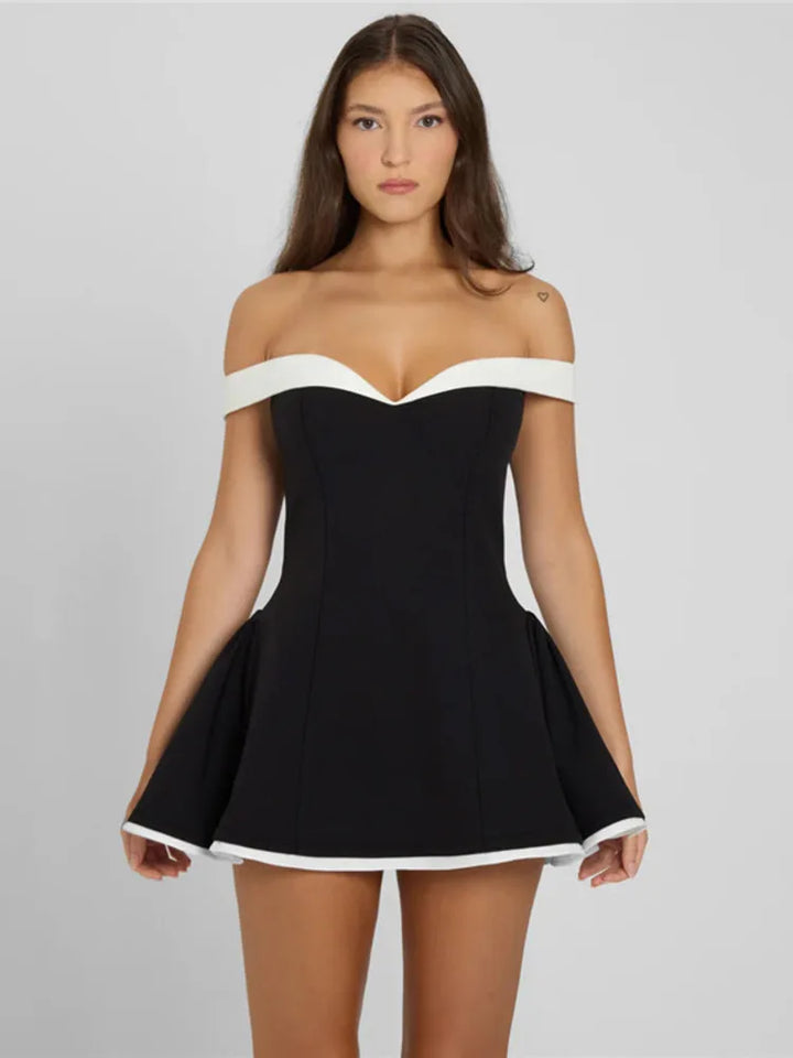 Mini A-line dress with off-shoulder - Margo