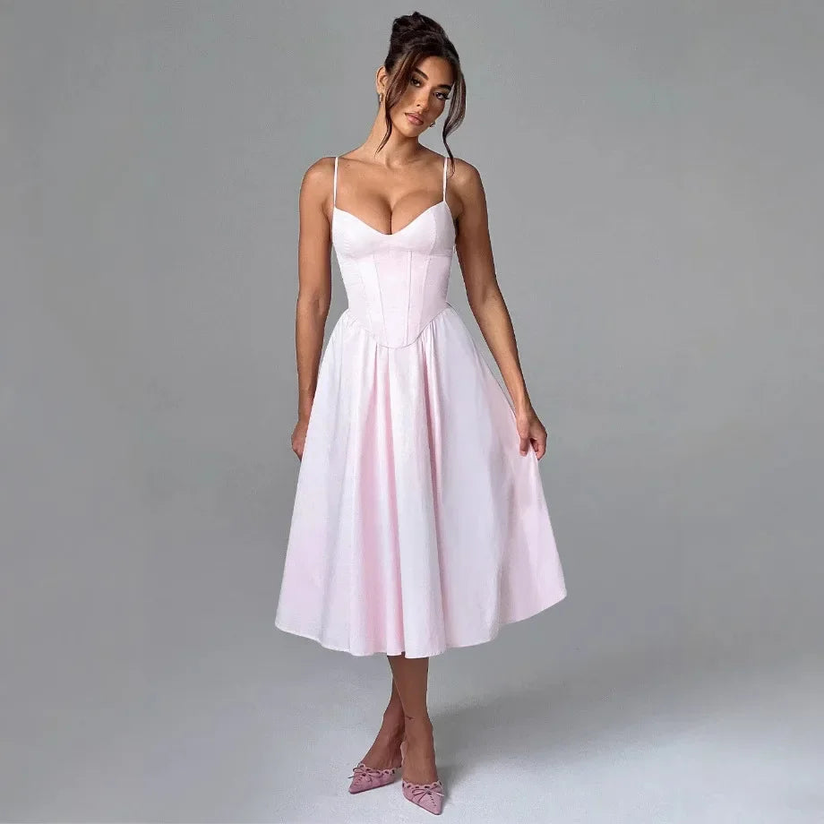 Midi Dress with A-Line and Classic Design - Nataly