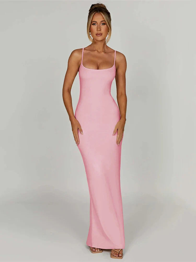 Fitted maxi dress with shaping fabric - Jordi