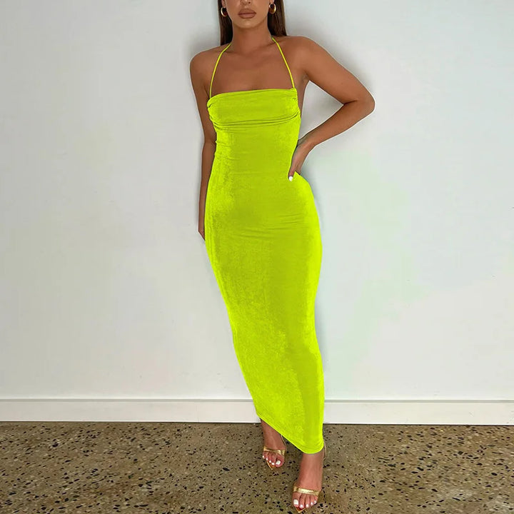 Elegant Maxi Dress with Open Back - Rinatia