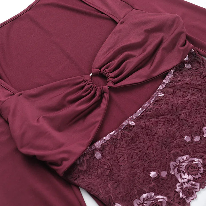 Fitted mini dress with cutouts and lace decoration - Mika