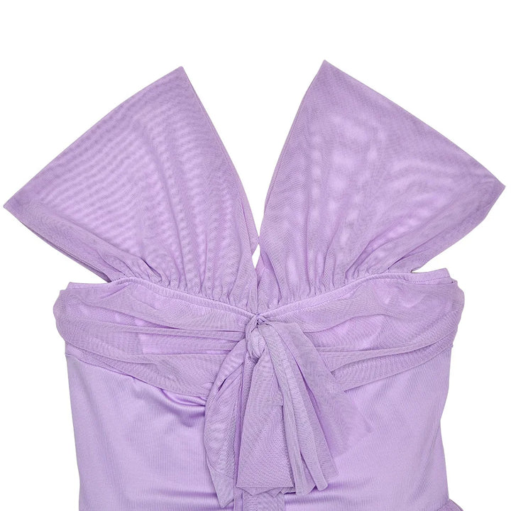 A-line Chiffon Mini Dress with Off-Shoulder - Naya