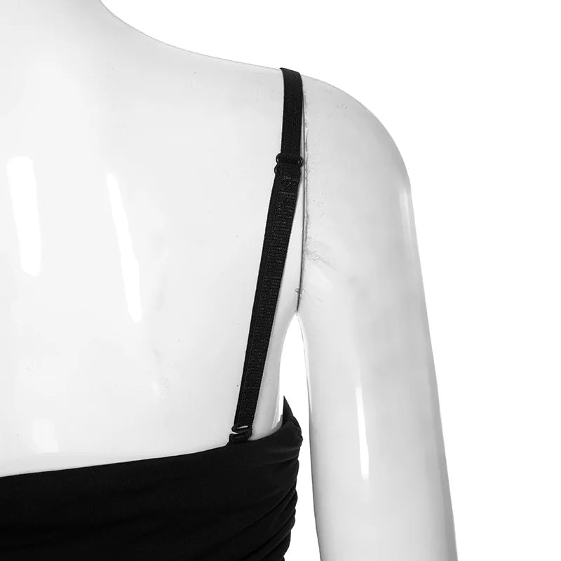 Maxi Dress with Removable Straps, Ruched and Mesh Design - Blair