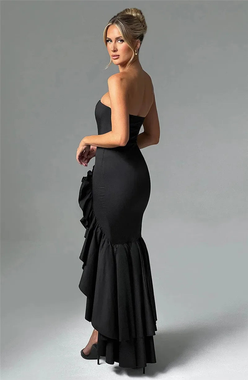 Maxi strapless ruffled dress with slit design - Rita