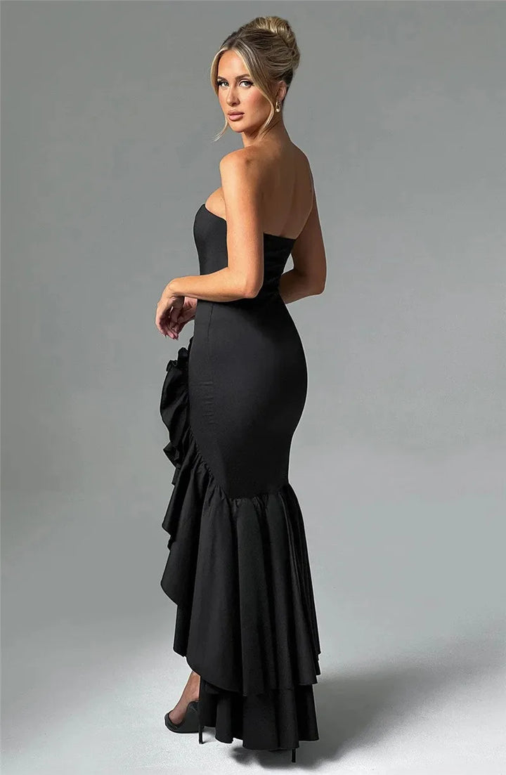 Maxi strapless ruffled dress with slit design - Rita