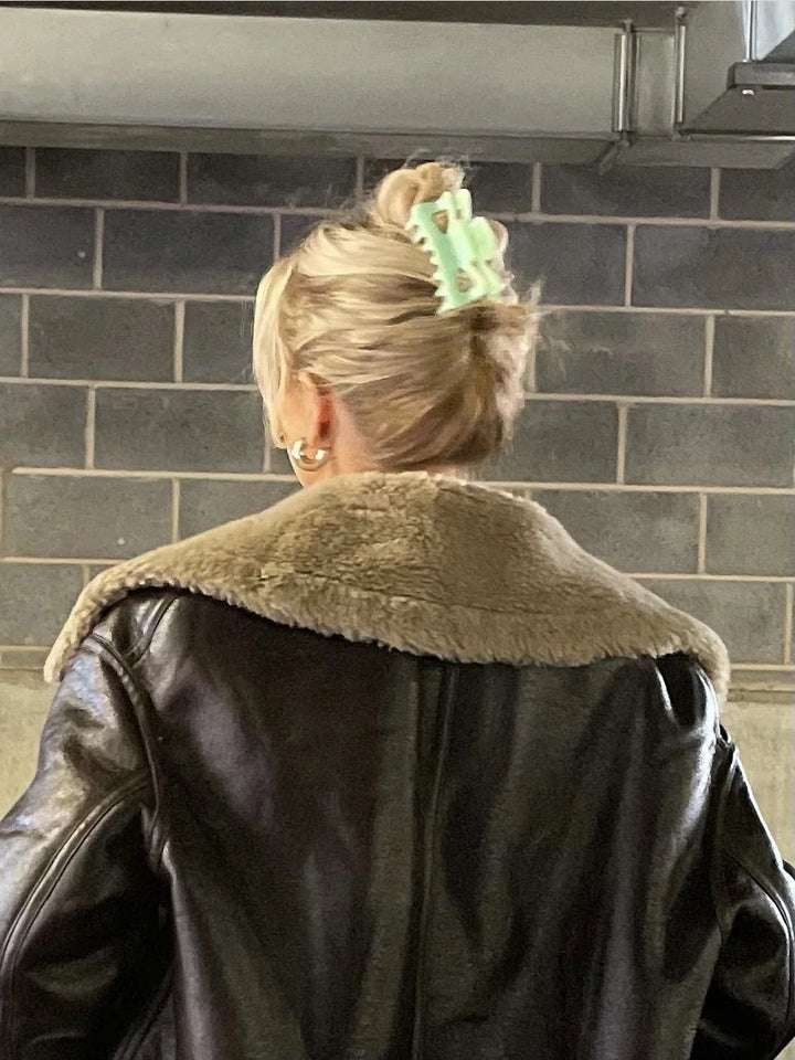 Leather Coat with Fur Lining - Candy
