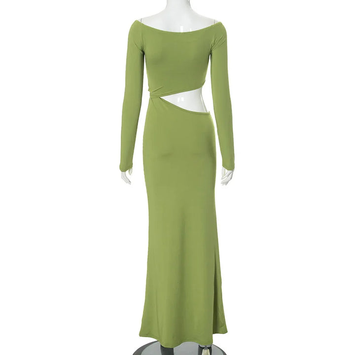 Maxi dress with exposed midriff and buckle design - Talia