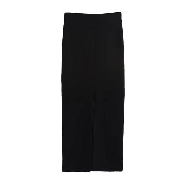 Two-Piece Knit Set with Buttoned Vest and Maxi Skirt - Polina